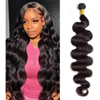 Amskdum Body Wave Human Hair 12A Body Wave 100% Unprocessed Brazilian Virgin Hair Bundles Deals Extensions Weave Natural Black (30 Inch)