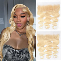 613 Blonde 13X4 Lace Frontal Closure Body Wave Ear To Ear Transparent Hd Lace Frontal Brazilian Virgin Human Hair Frontal Pre Plucked With Baby Hair 12 Inch
