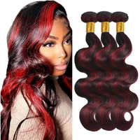 Highlight P1B99J Human Hair Bundles Burgundy Body Wave 3 Bundles 30 32 34 Inch 1B Burgundy Human Hair Bundle Brazilian Virgin 8A Remy Hair Bundle Black Color