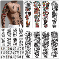 48 Sheets Patchwork Flowers Skull Temporary Tattoo For Men Women, 8 Full Arm Tribal Old School Tiger Bear Fake Tattoos, 10 Half Arm Splice Parrot Tattoos, 30 Tiny Body Tattoos Stickers Realistic