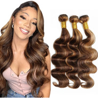 Highlight Bundles Human Hair 26 28 30 Inch Ombre Body Wave Bundles 4/27 Bundle Unprocessed Brazilian Virgin Remy Hair Extensions Silky Soft Daily Wear 3Pcs/Set