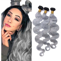 Ombre Grey Bundles 1B Grey Body Wave Human Hair Bundles 22 24 26 Inch Wet And Wavy Bundles Hair Unprocessed Virgin Weave Hair Bundles For Black Women
