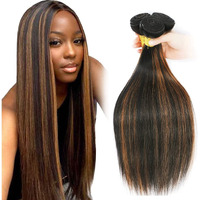Vinmdonm Highlight P1B30 Human Hair Bundles Ombre Brown Body Wave 3 Bundles 24 24 24 Inch Two Tone Black Mixed With Brown Bundle
