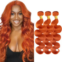 #350 Orange Bundles Human Hair Body Wave Human Hair Bundles 30 32 34 Inch Ginger Orange Brazilian Hair 3 Bundle Unprocessed Virgin Remy Hair Extensions 50 Gram Per Bundle