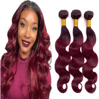 1B99J Bundles Human Hair Ombre Body Wave Bundles 16 18 20 Inch Brazilian Virgin Remy Hair Extensions Double Weft Burgundy Body Wave Bundles Human Hair Weave