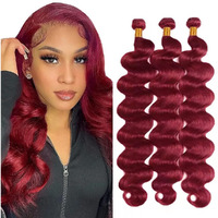 99J Bundles Human Hair Burgundy Body Wave 3 Bundles 16 16 16 Inch Vinmdonm Red Hair Bundle Brazilian Unprocessed Virgin Remy Hair Extensions