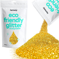 Hemway Eco Friendly Biodegradable Glitter 100G / 3.5Oz Bio Cosmetic Safe Sparkle Vegan For Face, Eyeshadow, Body, Hair, Nail And Festival Makeup, Craft - Chunky (1/40"" 0.025"" 0.6Mm) - Gold
