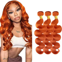 #350 Orange Bundles Human Hair Body Wave Bundles Human Hair 18 20 22 Inch Brazilian Hair 3 Bundle Ginger Orange Unprocessed Virgin Remy Hair Extensions 50 Gram Per Bundle
