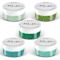 Marblers Cosmetic Grade Fine Glitter 5-Pack [Green Grin] 0.90Oz (25G) | Non-Toxic | Vegan | Cruelty-Free | Eyeshadow, Nail Polish, Nail Art | Festival, Rave & Party Makeup | Body & Face