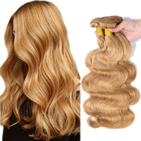 #27 Body Wave Bundle Honey Blonde Human Hair 3 Bundles Brazilian Unprocessed Virgin Hair Extensions Double Weft Bundle For Women 8 10 12 Inch