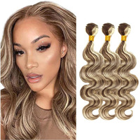 P4/613 Highlight Blonde Bundles Human Hair Body Wave Bundles 26 28 30 Inch Unprocessed Brazilian Virgin Hair Weave 3 Bundles Brown Bundle Human Hair Extensions 50 Grams Per Bundle