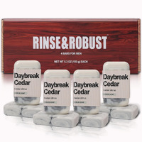 Rinse & Robust Men's Natural Bar Soap Gift Set - 4-In-1 Exfoliating & Moisturizing Cleansing Bar For Face, Body, Hands & Shaving | All Skin Types | Luxury 4-Pack (5.3 Oz Each),Cedar Citrus Scent