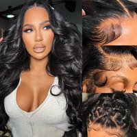 Boxiubut 250% Density 13X6 Hd Lace Front Wigs Human Hair Pre Plucked Brazilian Body Wave Full Frontal Wigs 13X6 Human Hair With Baby Hair Natural Hairline Natural Black Color