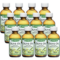 De La Cruz Pure Olive Oil - Natural Expeller Pressed Olive Oil For Hair And Skin - Lightweight Body Oil For Dry Skin 2 Fl Oz (12 Bottles)
