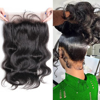 Gyajep 360 Lace Frontal 360 Hd Transparent Full Lace 12A Unprocessed Brazilian Remy Human Hair Body Wave Frontal Bleachable Knots 360 Closure 150% Density Natural Color 12 Inch