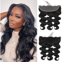 13X4 Body Wave Lace Frontal Closure Ear To Ear 18 Inch Transparent Hd Lace Frontal Brazilian Virgin Human Hair Pre Plucked With Baby Hair Natural Black