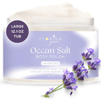 Sea Salt Body Scrub By Florida Glow - Ocean Salt Body Polish Infused With Marine Algae - Exfoliating Face And Body Scrub - To Tackle Acne And Scars For Smooth Soft Skin (Lavender, 12.1 Oz)