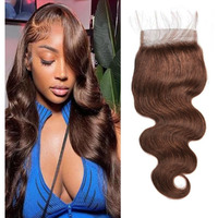 5X5 Chocolate Brown #4 Closure Body Wave 100% Human Hair Plucked With Baby Hair Naturel Hairline 5 By 5 Hd Transparent Lace Closure 16 Inch