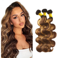 34 34 34 Inch Ombre Honey Blonde P4/27 Body Wave Bundles Human Hair Highlight 3 Bundles Brown And Blonde Bundle Hair Extensions