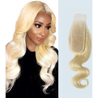 2X6 Blonde Closure Hd Transparent 10A Middle Part 613 2X6 Lace Closure Body Wave 100% Unprocessed Brazilian Virgin Remy Hair Extention With Baby Hair 10 Inch