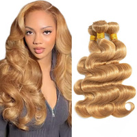 24 24 24 Inch Honey Blonde Bundle Color #27 Body Wave Human Hair Bundles Peruvian Unprocessed Virgin Hair Honey Blonde Body Wave Bundles Human Hair