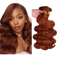 #33 Copper Red Bundles Human Hair Body Wave 3 Bundles 16 18 20 Inch Unprocessed Brazilian Virgin Remy Reddish Brown Body Wave Bundle Human Hair Extensions