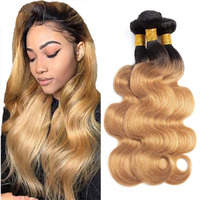 1B27 Ombre Bundles Honey Blonde Human Hair Ombre Bundles Body Wave Human Hair 20 22 24 Inch Real Unprocessed Brazilian Virgin Hair Grade 8A Blonde Hair