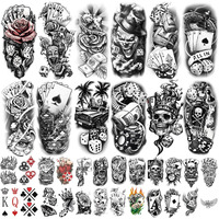 77 Sheets Casino Temporary Tattoo For Women Men, 17 Sheets Half Arm Large Poker Dice Lion Clown Fake Tattoos, 60 Sheets Angels Dollars Skull Tiny For Adult Kids Body Tattoos Stickers Realistic