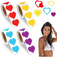 Whaline 400Pcs Heart Tanning Sunbathing Stickers Red Yellow Blue Purple Self Adhesive Body Tanning Decals For Summer Beach Outdoor Indoor Salon Party Supplies