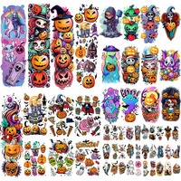 52 Pcs Bright Colors Halloween Temporary Tattoo For Kids Full Arm For Girls Boys Pumpkin Ghost Castle Monster Body Face Fake Arm Tattoos Makeup Tiny Tattoo Stickers Scary Halloween Party Supplies