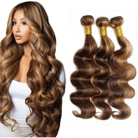 4/27 Human Hair Bundles 30 32 34 Inch Ombre Body Wave Bundles Unprocessed Brazilian Remy Hair Extensions Soft And Healthy Honey Blonde Highlight Bundle