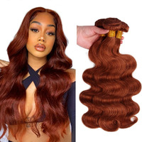 Copper Red Bundles Human Hair Color 33 Body Wave Bundle Reddish Brown 3 Bundles 16 18 20 Inch Auburn Bundle Human Remy Hair Extensions