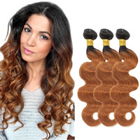 Zevpiul 1B30 Ombre Brown Bundles Human Hair Body Wave 3 Bundles 24 26 28 Inch Unprocessed Brazilian Virgin Remy Dark Brown Body Wave Bundle Human Hair Extensions