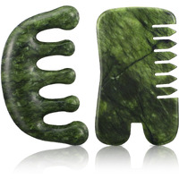Bbto 2 Pcs Jade Comb For Scalp Massage Gua Sha Comb For Head Body Spa Hair Multifunctional Handheld Massage Tools (Classic, Natural)