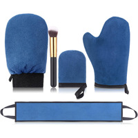 Boao 5 Pieces Self Tanning Mitt Applicator Kit, Includes Tanning Mitt, Exfoliating Glove, Mini Face Glove, Back Lotion Applicator, And Large Brush Makeup (Navy Blue)