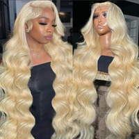 Maruol 36 Inch 613 13X6 Lace Front Wig Human Hair Blonde Wig Body Wave Hd Transparent Lace Frontal Wigs For Black Women 180% Density Glueless Wigs Pre Plucked With Baby Hair