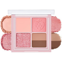 Peripera Ink Pocket Shadow Palette, Eyeshadow Quads, Creamy Formula, Blendable Matte & Shimmer Shades, Easy To Apply (007 Spring Strawberries In The Sun, One Size)
