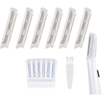 6 Pack Replacement Heads For Finishing Touch Flawless Dermaplane Glo Facial Exfoliation Tool, Replacement Blades For Flawless Dermaplane Razor- Include Replace Tray + Clean Brush