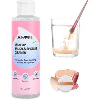 Alyfini Makeup Brush & Sponge Shampoo, Ultra Concentrated, Deep Clean Foundation/Lipstick, Professional Cleanser Solution, Efficient Dissolves Residue On Make Up Brushes/Sponges/Puff, 5.1 Fl Oz/150Ml