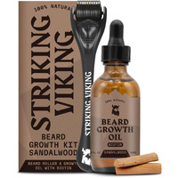 Striking Viking Beard Growth Oil With Applicator For Men - Vanilla Scent - 1 Fl Oz Beard Oil Kit For Thicker & Conditioned Beard & 1 Applicator - Facial Hair Serum With Argan & Jojoba Oil