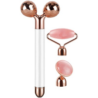3-In-1 Electric Jade Roller 3D Roller Facial Roller & Face Massager, Rose Quartz