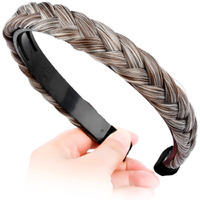 Oplira Braided Headband With Teeth Braids Hairband With Tooth Synthetic Hair Band Plaited Hairband For Women (White Gray Brown-0.9 Inches)