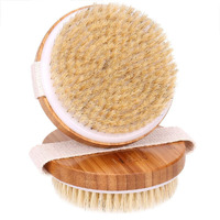 H&S Bamboo Body Dry Brush - Exfoliating Dry Brushing Body Brush - Exfoliator Brusher For Skin - Soft & Hard Bristles Massage - Use On Skin Face Facial - Scrub For Women And Men