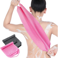Back Scrubber For Shower Exfoliating Washcloth Back Cloth Body Extended Length Scrubber Towel Nylon Exfoliating Stretchable Pull Strap Wash Cloth For Bath Body Scrub Washcloth 2 Pack (Pink,Gray)