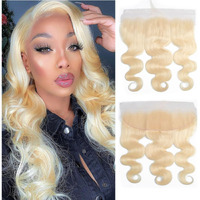Kafeier 613 Blonde Frontal Human Hair 13X4 Hd Lace Frontal Closure 10 Inch 150% Density Body Wave Closure Ear To Ear Blonde Frontal Free Part Natural Hairline