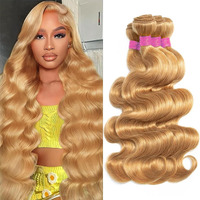 Vallbest Honey Blonde Bundles Human Hair #27 Body Wave Bundles 20 22 24 26 Inch 4 Bundles 100% Unprocessed Brazilian Virgin Hair 12A Virgin Raw Remy Weave Human Hair Extensions For Women