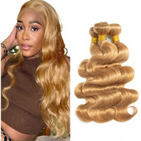 #27 Blonde Bundles Human Hair Body Wave Bundles 26 28 30 Inch Unprocessed Brazilian Virgin Hair Weave 3 Bundles 50 Grams Per Bundle Honey Blonde Human Hair Extensions