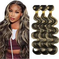 30 32 34 Vinmdonm P1B27 Highlight Bundles Human Hair Honey Blonde Body Wave Human Hair 3 Bundles Unprocessed Virgin Remy Hair Extensions