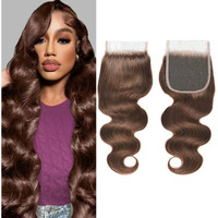 Chocolate Brown Closure 5X5 Closure Body Wave Color #4 Closure Brazilian Human Hair Extensions Preplucked Bleached Knots Wet And Wavy Closure For Women 10 Inch