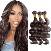 30 32 34 Inch P4/Grey Bundles Brown Body Wave Human Hair Bundles Peruvian Virgin Hair Two Tone Brown Mixed With Gray Bundles Human Hair Weave Silver Bundles